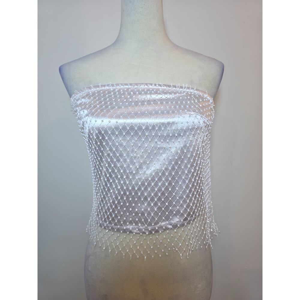 VTG Y2K Beaded Embellished Babydoll Tube Top Large Strapless - Picture 3 of 7